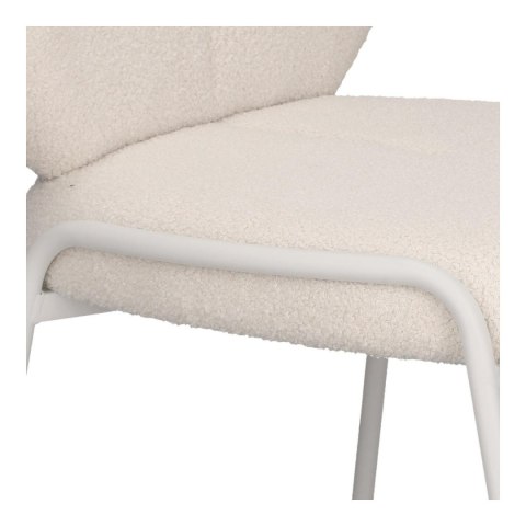 BIAŁE KRZESŁO MODERN GLAMOUR, DO JADALNI, TKANINA BOUCLE, WYGODNE, METALOWE