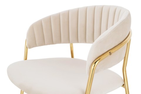 TAPICEROWANE BEŻOWE KRZESŁO GLAMOUR - VERONA, WELUROWE, DO SALONU, ZŁOTE TAPICEROWANE BEŻOWE KRZESŁO GLAMOUR - VERONA, WELUROWE, DO SALONU, ZŁOTE