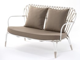 RUSTYKALNA SOFA OGRODOWA IVY, 2 OSOBOWA, 135 CM, NA TARAS, ELEGANCKA, BRĄZOWA