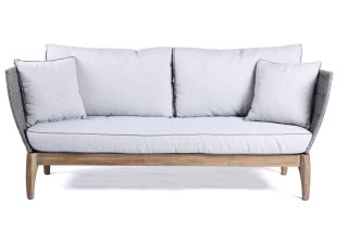 EKSKLUZYWNA SZARA SOFA OGRODOWA - PARADO 180 CM, TKANINA, DREWNO AKACJOWE, NA TARAS