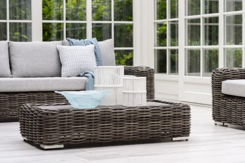 EKSKLUZYWNY STOLIK OGRODOWY MAJE GREY, NA TARAS, BALKON, TECHNORATTAN 130 CM EKSKLUZYWNY STOLIK OGRODOWY MAJE GREY, NA TARAS, BALKON, TECHNORATTAN 130 CM