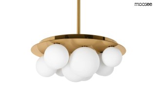 LAMPA WISZĄCA MOOSEE AUREOLA, ZŁOTA, SZKLANE KLOSZE, GLAMOUR, DO SALONU
