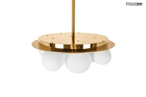 LAMPA WISZĄCA MOOSEE AUREOLA, ZŁOTA, SZKLANE KLOSZE, GLAMOUR, DO SALONU