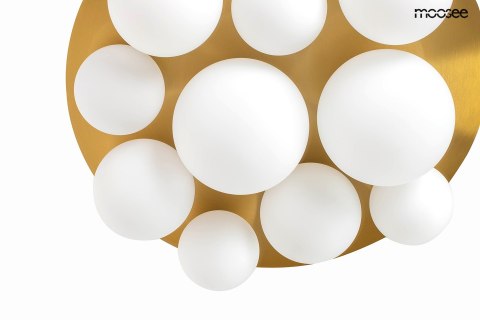 LAMPA WISZĄCA MOOSEE AUREOLA, ZŁOTA, SZKLANE KLOSZE, GLAMOUR, DO SALONU