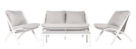 BIAŁY ZESTAW MEBLI OGRODOWYCH BERI, SOFA, FOTELE, STOLIK, NA TARAS, KOMPLET BIAŁY ZESTAW MEBLI OGRODOWYCH BERI, SOFA, FOTELE, STOLIK, NA TARAS, KOMPLET