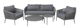 SZARY ZESTAW MEBLI OGRODOWYCH - SERENITY, SOFA, FOTELE, STOLIKI, EKSKLUZYWNY, TKANINA
