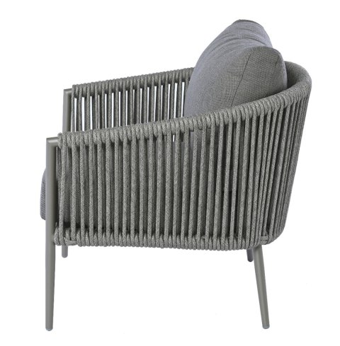 SZARY ZESTAW MEBLI OGRODOWYCH - SERENITY, SOFA, FOTELE, STOLIKI, EKSKLUZYWNY, TKANINA SZARY ZESTAW MEBLI OGRODOWYCH - SERENITY, SOFA, FOTELE, STOLIKI, EKSKLUZYWNY, TKANINA