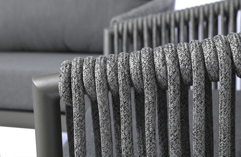SZARY ZESTAW MEBLI OGRODOWYCH - SERENITY, SOFA, FOTELE, STOLIKI, EKSKLUZYWNY, TKANINA SZARY ZESTAW MEBLI OGRODOWYCH - SERENITY, SOFA, FOTELE, STOLIKI, EKSKLUZYWNY, TKANINA