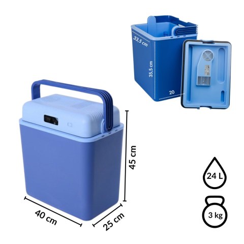 LODÓWKA SAMOCHODOWA TURYSTYCZNA AURELIA 24L 12V, PRZENOŚNA, KEMPING