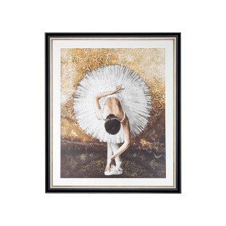 OBRAZ GRAZIA 100X120 CM, BALETNICA, CZARNO-ZŁOTA RAMA, SALON, ELEGANCKI