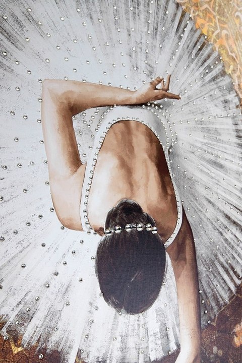 OBRAZ GRAZIA 100X120 CM, BALETNICA, CZARNO-ZŁOTA RAMA, SALON, ELEGANCKI