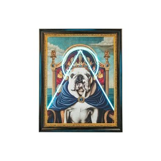 OBRAZ LED LUMENA, 80X100 CM, PIES BULLDOG, NOWOCZESNY, RAMA, PODŚWIETLANY