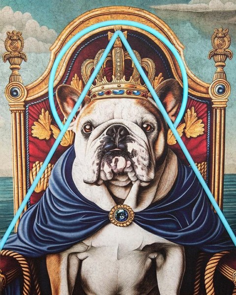 OBRAZ LED LUMENA, 80X100 CM, PIES BULLDOG, NOWOCZESNY, RAMA, PODŚWIETLANY