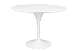 STÓŁ OKRĄGŁY AURAE 100 CM, BIAŁY POŁYSK, DESIGN TULIP, DO JADALNI, SALONU