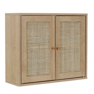 SZAFKA WISZĄCA SOLANA, ŁAZIENKOWA, NAD PRALKĘ, DĄB, RATTAN, BOHO, MDF