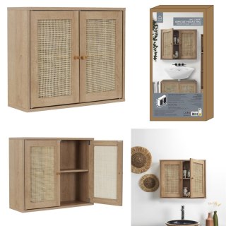 SZAFKA WISZĄCA SOLANA, ŁAZIENKOWA, NAD PRALKĘ, DĄB, RATTAN, BOHO, MDF
