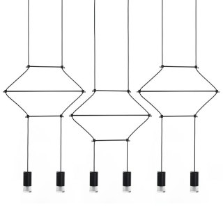 LAMPA WISZĄCA AXONIA CZARNA, GEOMETRYCZNA, 6XG9, LOFT, SALON, NOWOCZESNA