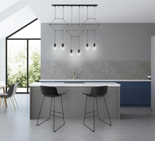 LAMPA WISZĄCA AXONIA CZARNA, GEOMETRYCZNA, 6XG9, LOFT, SALON, NOWOCZESNA