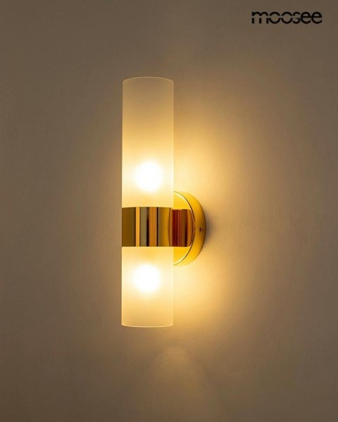 LAMPA ŚCIENNA KINKIET MOOSEE AURELIA ZŁOTA, SZKLANE KLOSZE, SALON, G9