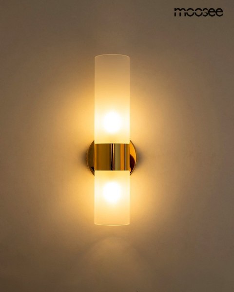 LAMPA ŚCIENNA KINKIET MOOSEE AURELIA ZŁOTA, SZKLANE KLOSZE, SALON, G9