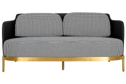 EKSKLUZYWNA SOFA GLAMOUR, PEPITKA, ZŁOTY METAL, ELEGANCKA, CZARNO-BIAŁA