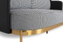 EKSKLUZYWNA SOFA GLAMOUR, PEPITKA, ZŁOTY METAL, ELEGANCKA, CZARNO-BIAŁA