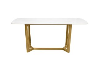 STÓŁ AURELIA, BIAŁY MARMUR, CERAMICZNY, ZŁOTA PODSTAWA, GLAMOUR, JADALNIA