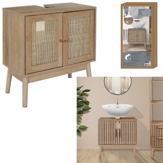 SZAFKA POD UMYWALKĘ SOLANA, ŁAZIENKOWA, STOJĄCA, DĄB, RATTAN, MDF, BOHO