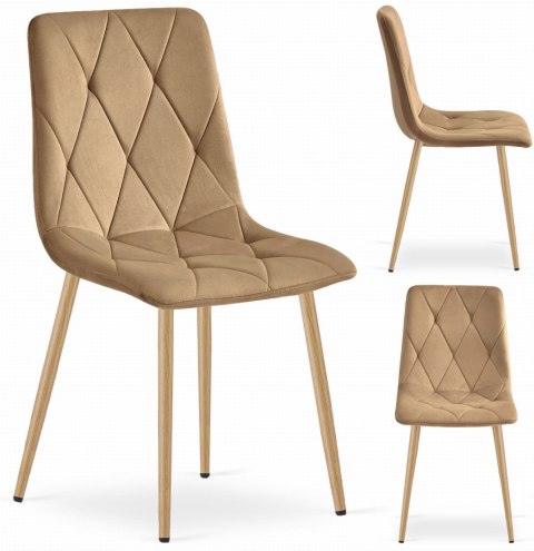 Krzesło LIBRA - brązowy aksamit / nogi kolor drewna