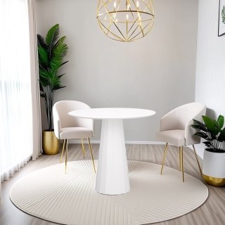 OKRĄGŁY STÓŁ MODERNO, BIAŁY, NOWOCZESNY, NA JEDNEJ NODZE, DO SALONU, 80 CM