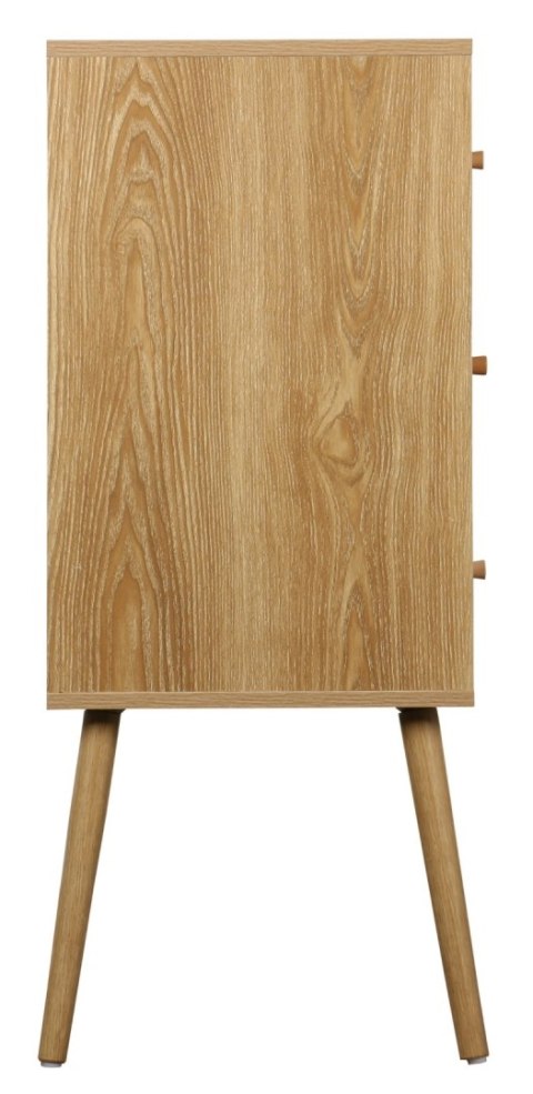 KOMODA SORENA, 3 SZUFLADY, RATTAN, STYL BOHO, JASNY DĄB, DREWNO, SALON