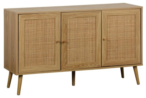KOMODA SORENA, BOHO, RATTAN, DĄB, DREWNO, SZAFKA, 3 DRZWI, DO SALONU