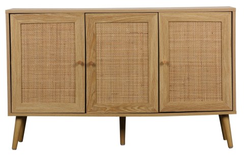 KOMODA SORENA, BOHO, RATTAN, DĄB, DREWNO, SZAFKA, 3 DRZWI, DO SALONU