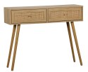 KONSOLA SORENA, 2 SZUFLADY, RATTAN, BOHO, DĄB, DREWNIANE NOGI, NOWOCZESNA