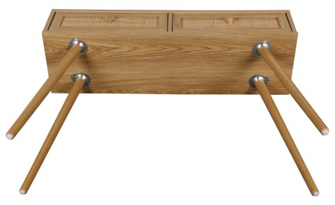 KONSOLA SORENA, 2 SZUFLADY, RATTAN, BOHO, DĄB, DREWNIANE NOGI, NOWOCZESNA