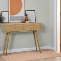 KONSOLA SORENA, 2 SZUFLADY, RATTAN, BOHO, DĄB, DREWNIANE NOGI, NOWOCZESNA