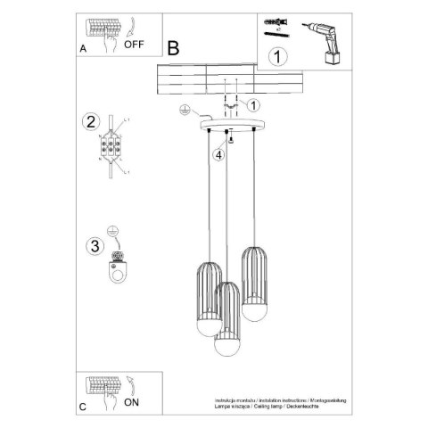 Lampa wisząca BRINA 3P czarna Lampa wisząca BRINA 3P czarna