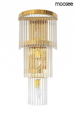 LAMPA ŚCIENNA KINKIET AURAE ZŁOTA, MOOSEE, GLAMOUR, SZKLANA, DESIGN, 3XE14