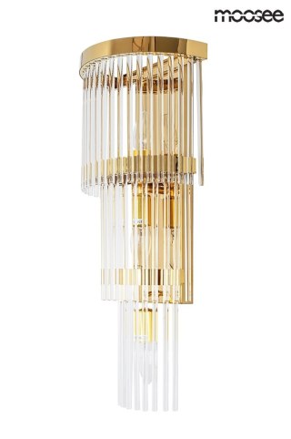 LAMPA ŚCIENNA KINKIET AURAE ZŁOTA, MOOSEE, GLAMOUR, SZKLANA, DESIGN, 3XE14