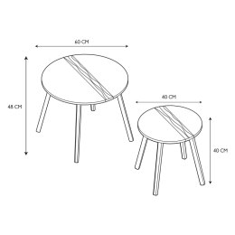 ZESTAW 2 OKRĄGŁYCH STOLIKÓW KAWOWYCH, CZARNE, DĄB, LOFT, 60 CM, 2w1