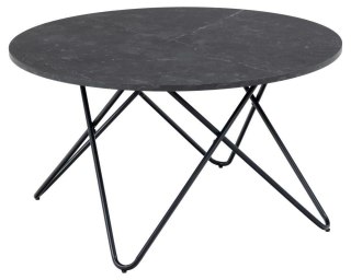 CZARNY OKRĄGŁY STOLIK KAWOWY, METAL, MARMUR, DO SALONU, GLAMOUR LOFT 80 CM