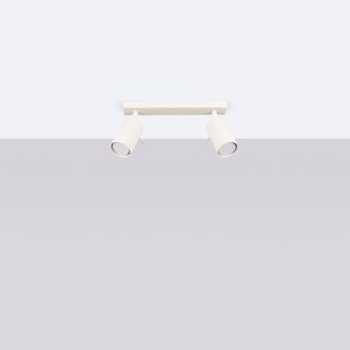 PLAFON LAMPA SUFITOWA MODERNA, 2XGU10, BEŻOWA, RUCHOMA TUBA, LOFT, SALON