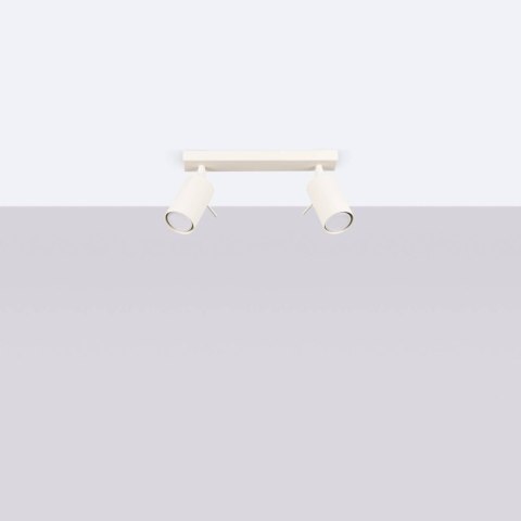 PLAFON LAMPA SUFITOWA MODERNA, 2XGU10, BEŻOWA, RUCHOMA TUBA, LOFT, SALON