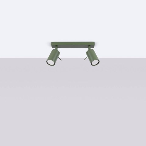 PLAFON LAMPA SUFITOWA MODERNA, 2XGU10, ZIELONY OLIWKOWY, LOFT, REGULOWANY