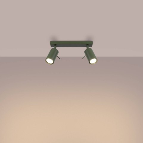 PLAFON LAMPA SUFITOWA MODERNA, 2XGU10, ZIELONY OLIWKOWY, LOFT, REGULOWANY