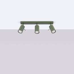 LAMPA SUFITOWA LUMINUS, 3xGU10, ZIELONY OLIWKOWY, PLAFON, LOFT, STAL