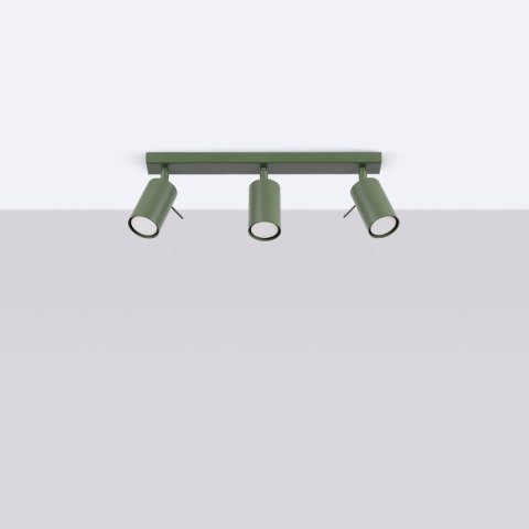 LAMPA SUFITOWA LUMINUS, 3xGU10, ZIELONY OLIWKOWY, PLAFON, LOFT, STAL