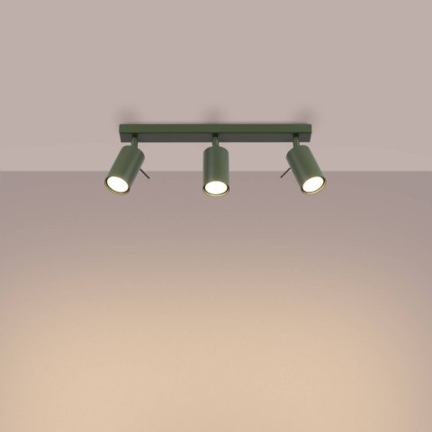 LAMPA SUFITOWA LUMINUS, 3xGU10, ZIELONY OLIWKOWY, PLAFON, LOFT, STAL