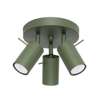 PLAFON LAMPA SUFITOWA LUMINUS, ZIELONY OLIWKOWY, 3xGU10, RING, LOFT, STAL