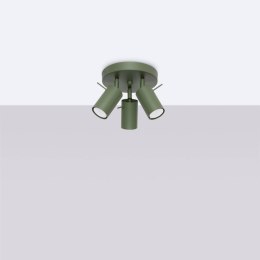 PLAFON LAMPA SUFITOWA LUMINUS, ZIELONY OLIWKOWY, 3xGU10, RING, LOFT, STAL